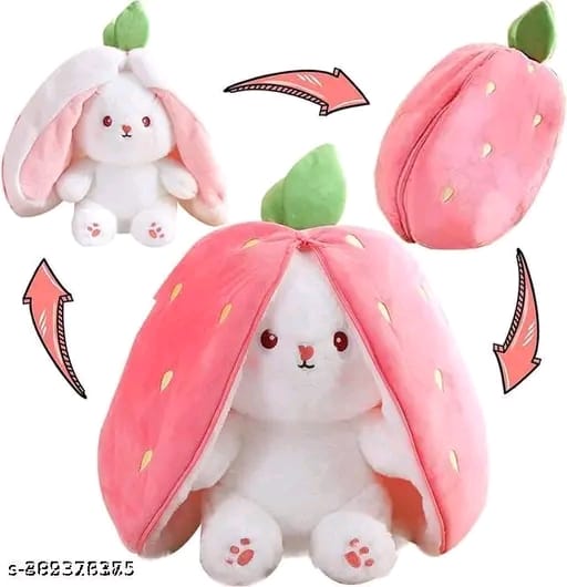 Cute Strawberry Bunny Plush Toy – Soft Stuffed Doll with Transforming Fruit Design