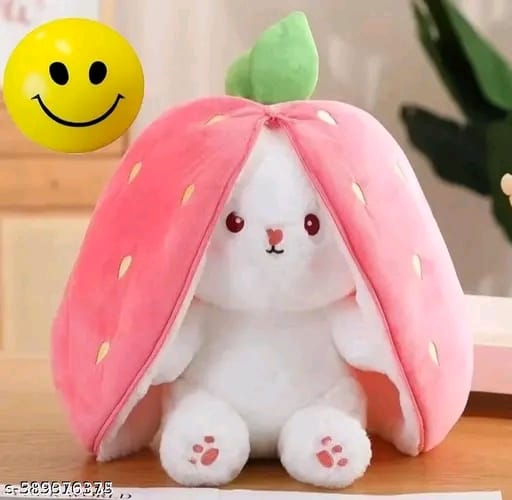 Cute Strawberry Bunny Plush Toy – Soft Stuffed Doll with Transforming Fruit Design